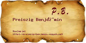 Preiszig Benjámin névjegykártya